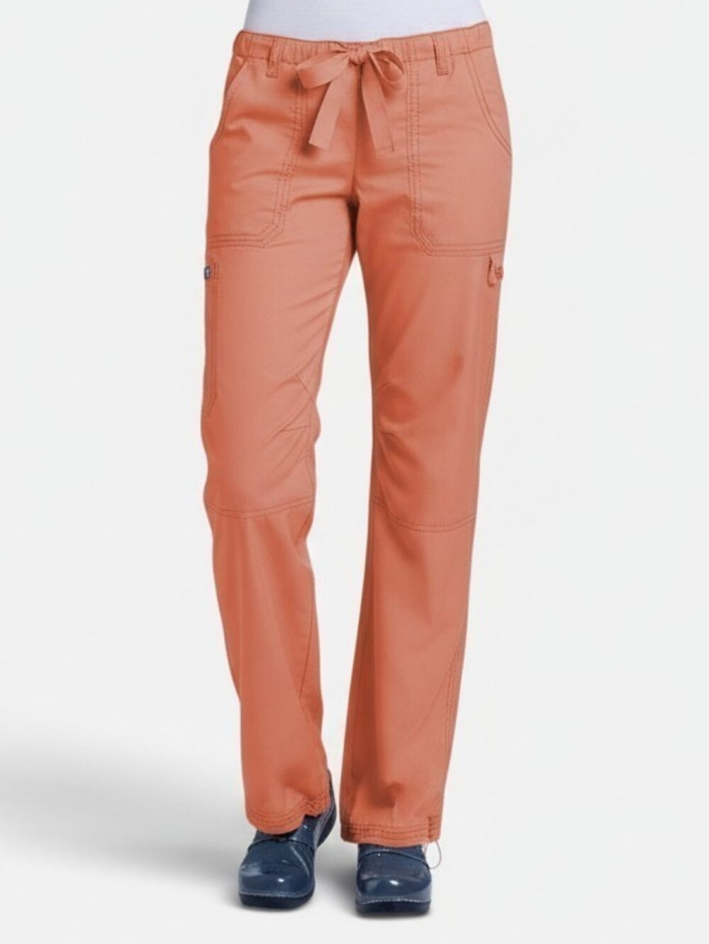koi Classics Lindsey Orange 7-Pocket Low Rise Cargo Boot-cut Scrub Pants, M